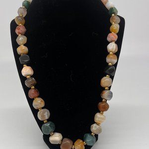 Rare  Multi Color Scottish Agate and Semi Precious Stone  Necklace